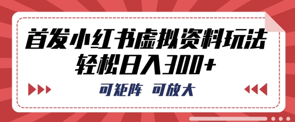 首发小红书虚拟资料玩法，可矩阵，可放大，轻松日入3张-极客副业站