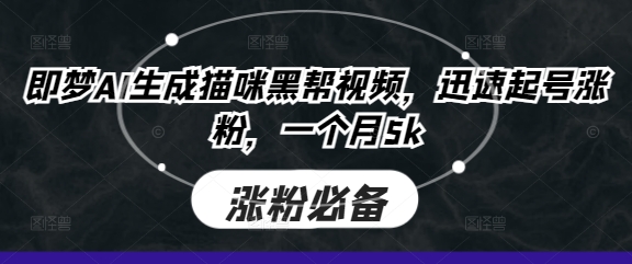 即梦AI生成猫咪黑帮视频，迅速起号涨粉，一个月5k-极客副业站