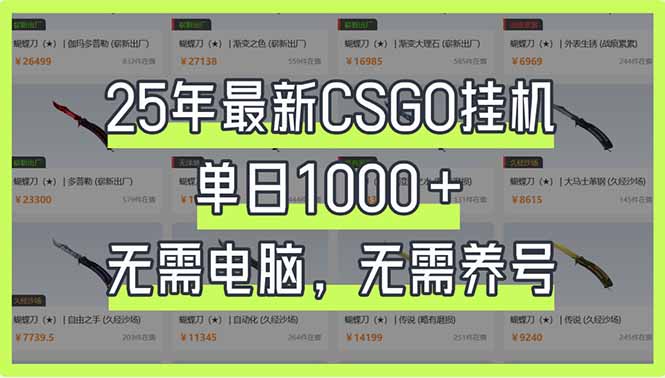 （14178期）25年最新CSGO挂机系统，单日1000+，无需电脑，无需养号，0基础可上手-极客副业站