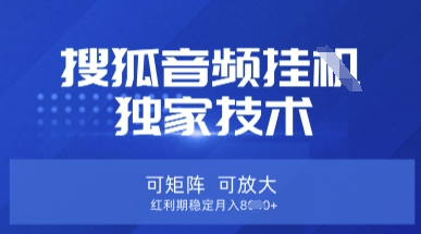 【搜狐音频挂G】独家技术，可矩阵可放大，红利期稳定月入8k【揭秘】-极客副业站